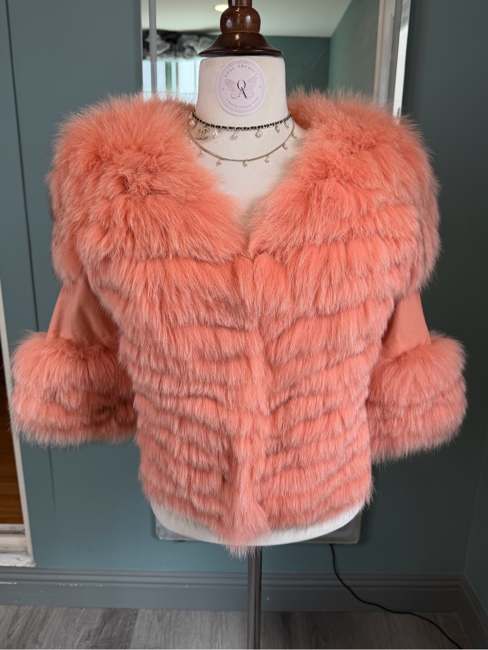 Pink Fox Fur & Lambskin Cropped Jacket Y2K XS/S